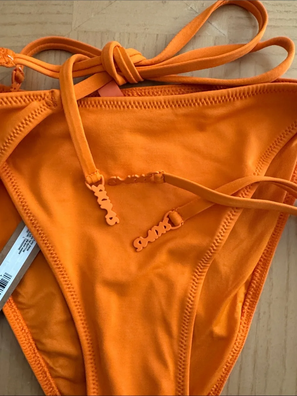 Skims Signature Swim Dipped Tie Bottoms in Tangerine NWT Large